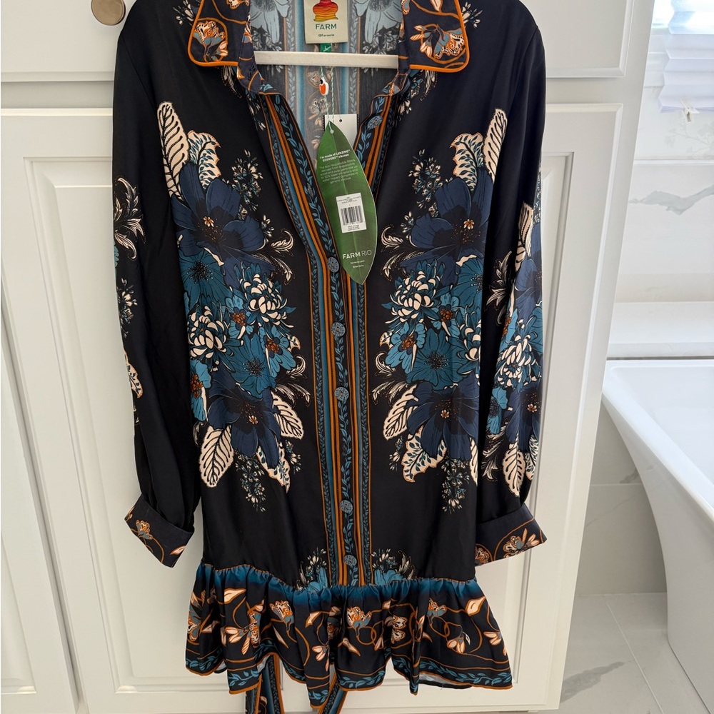 FARM Rio NEW Black and Blue Floral dress